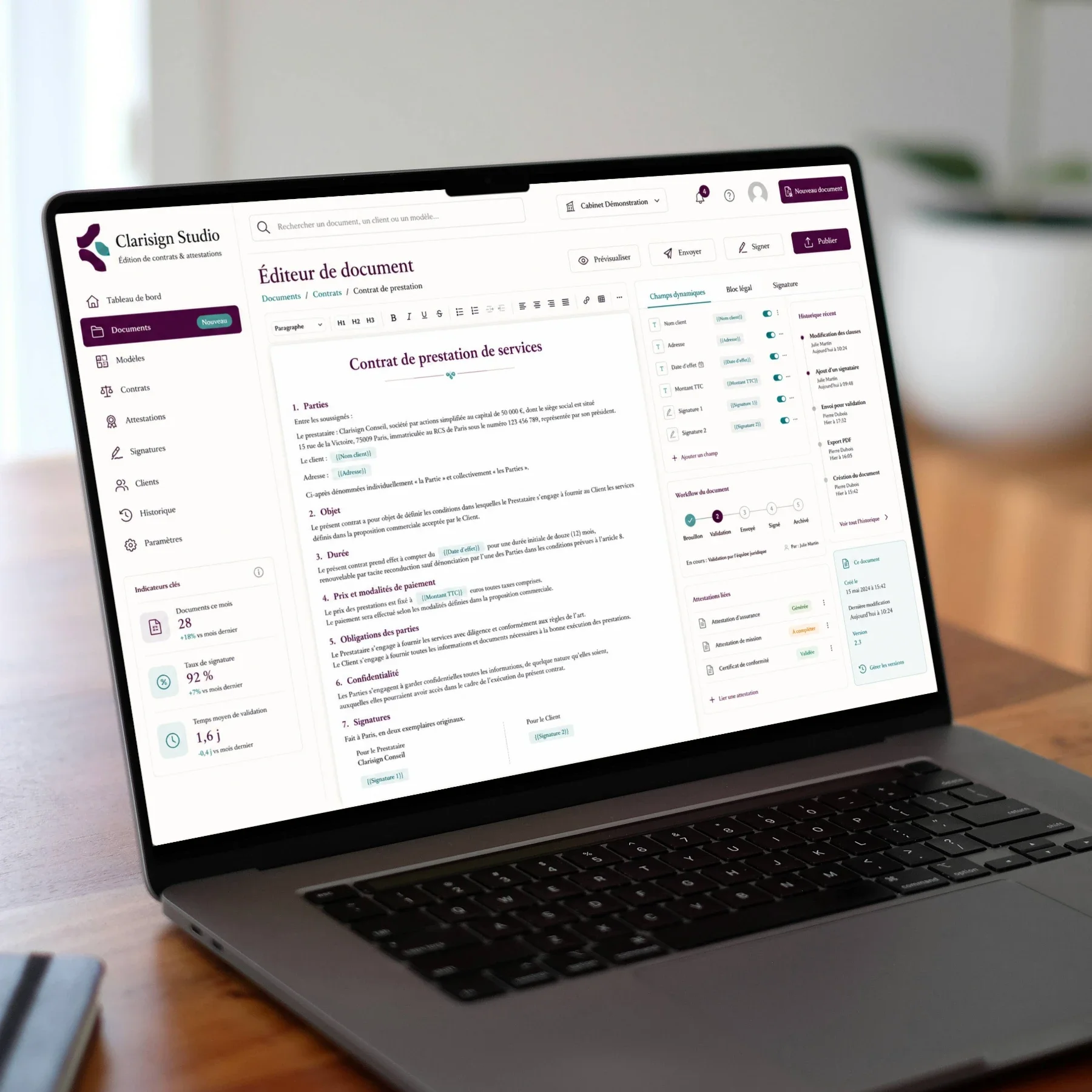 Interface de plateforme ou logiciel métier par NovaSphere Concept